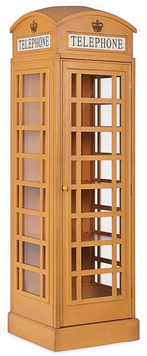 Casa Padrino Landhausstil Bücherschrank Telefonzelle Antik Beige 55 x 51,5 x H. 180 cm - Telefonzellen Regalschrank im englischen Stil - Wohnzimmer Möbel im Landhausstil - Landhausstil Möbel