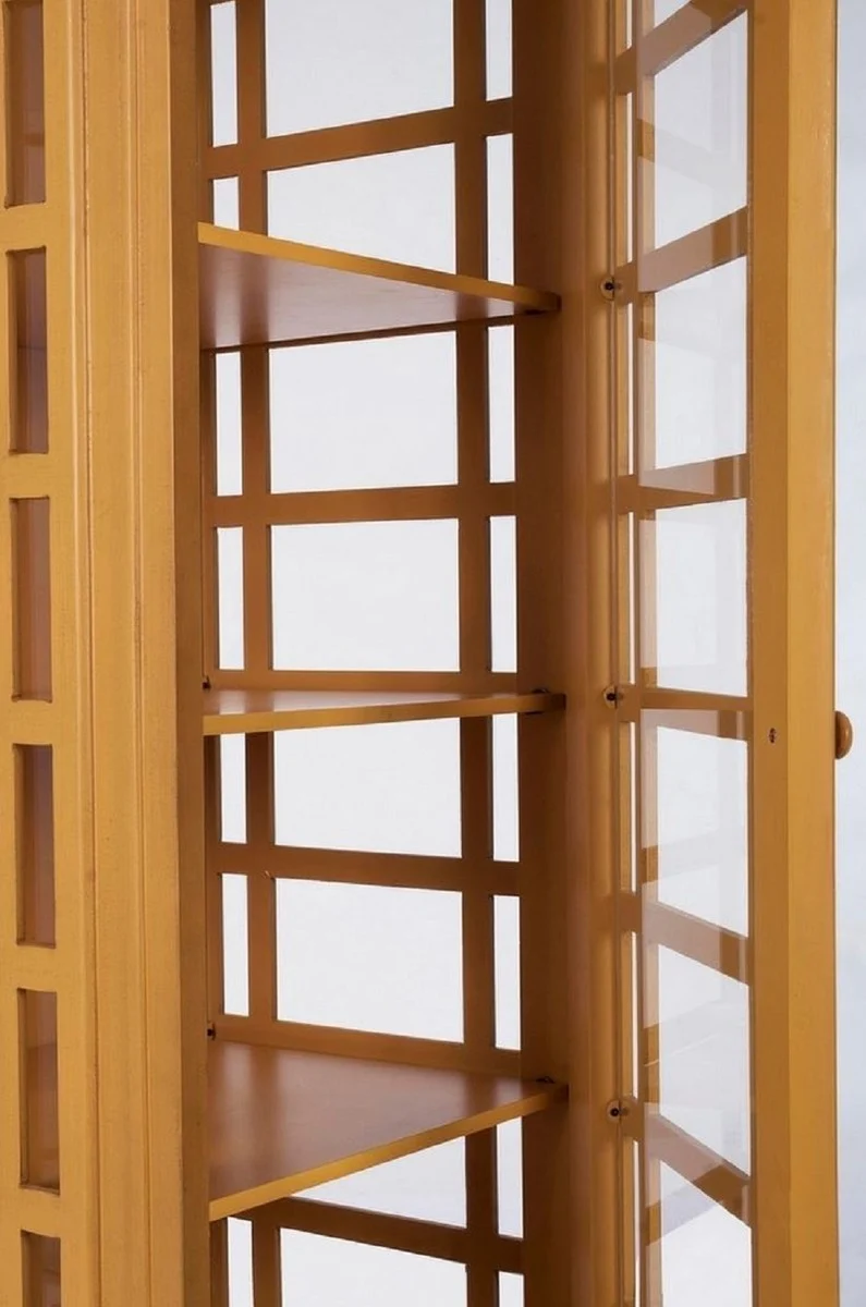 Casa Padrino Landhausstil Bücherschrank Telefonzelle Antik Beige 55 x 51,5 x H. 180 cm - Telefonzellen Regalschrank im englischen Stil - Wohnzimmer Möbel im Landhausstil - Landhausstil Möbel