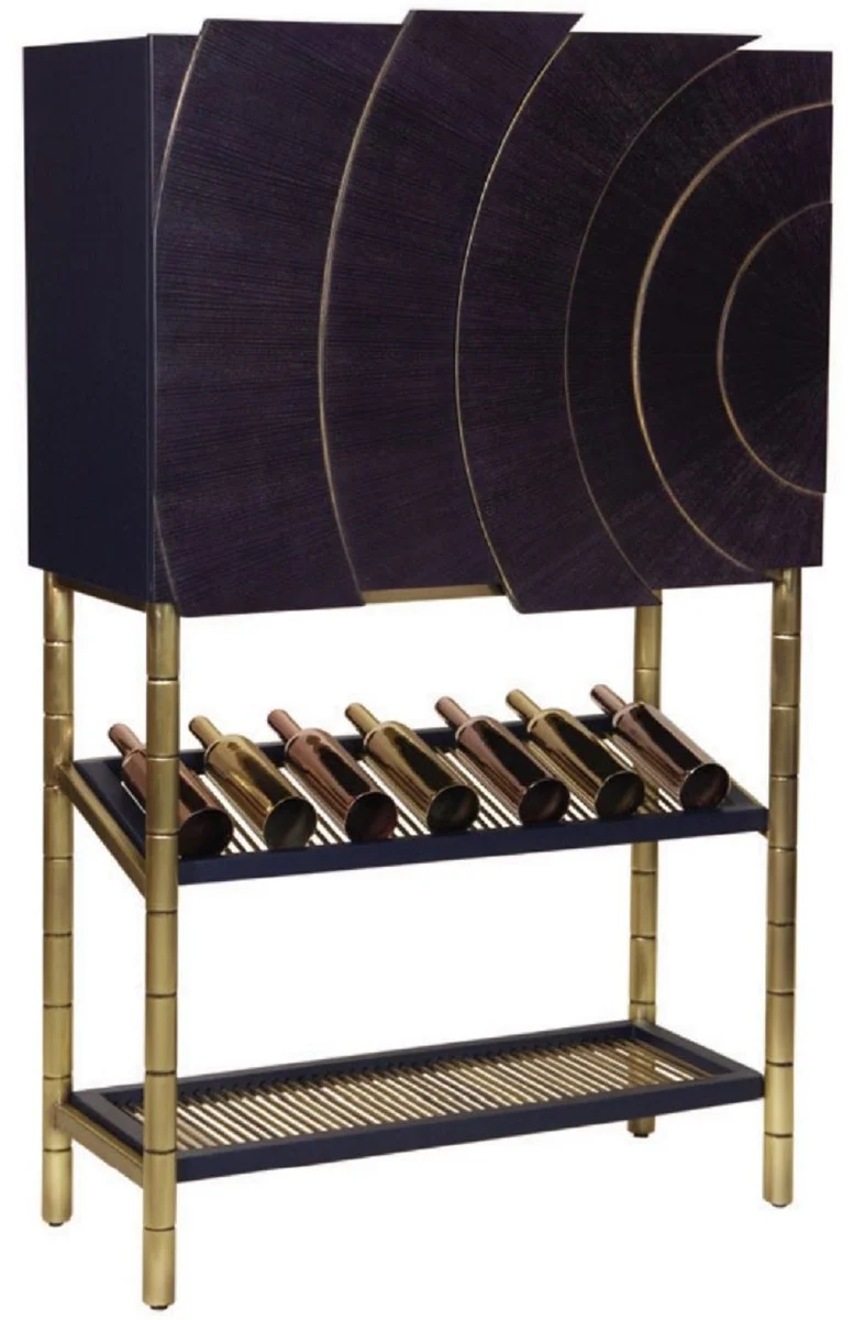 Casa Padrino Luxus Barschrank Schwarz / Gold 100 x 44 x H. 160 cm - Weinschrank mit 2 Türen - Wohnzimmer Möbel - Bar Möbel - Hotel Möbel - Luxus Kollektion
