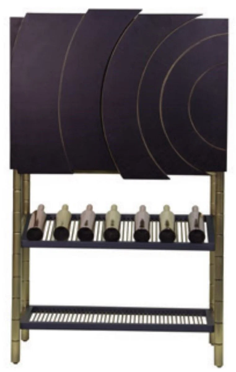Casa Padrino Luxus Barschrank Schwarz / Gold 100 x 44 x H. 160 cm - Weinschrank mit 2 Türen - Wohnzimmer Möbel - Bar Möbel - Hotel Möbel - Luxus Kollektion