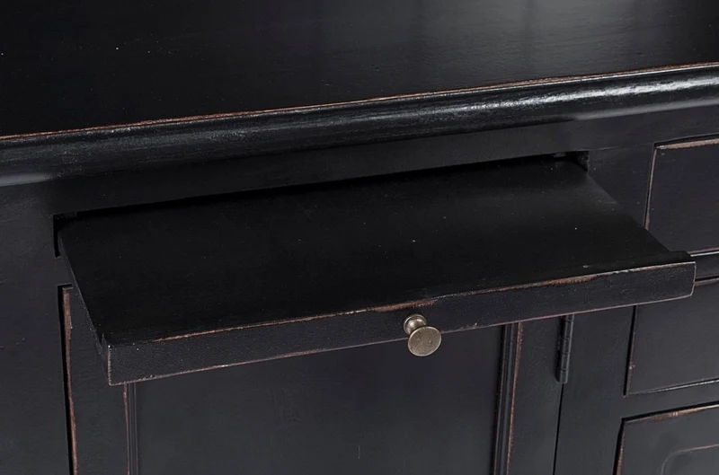 Casa Padrino Landhausstil Schrank mit Leiter Antik Schwarz 143,5 x 40,6 x H. 233,7 cm - Bücherschrank - Regalschrank - Wohnzimmerschrank - Büroschrank - Landhausstil Möbel