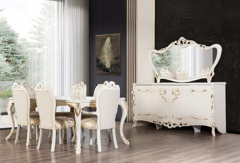 Casa Padrino Luxus Barock Esszimmer Stuhl 8er Set Weiß / Gold - Prunkvolle Barockstil Küchen Stühle - Luxus Esszimmer Möbel im Barockstil - Barock Esszimmer Möbel - Barockstil Möbel