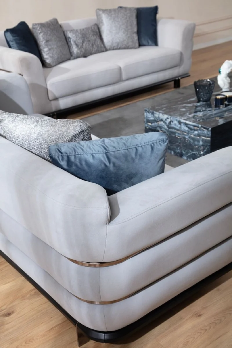 Casa Padrino Luxus Sofa Grau / Schwarz 230 x 102 x H. 88 cm - Wohnzimmer Sofa - Hotel Sofa - Wohnzimmer Möbel - Wohnzimmer Einrichtung - Hotel Möbel - Luxus Möbel - Luxus Einrichtung