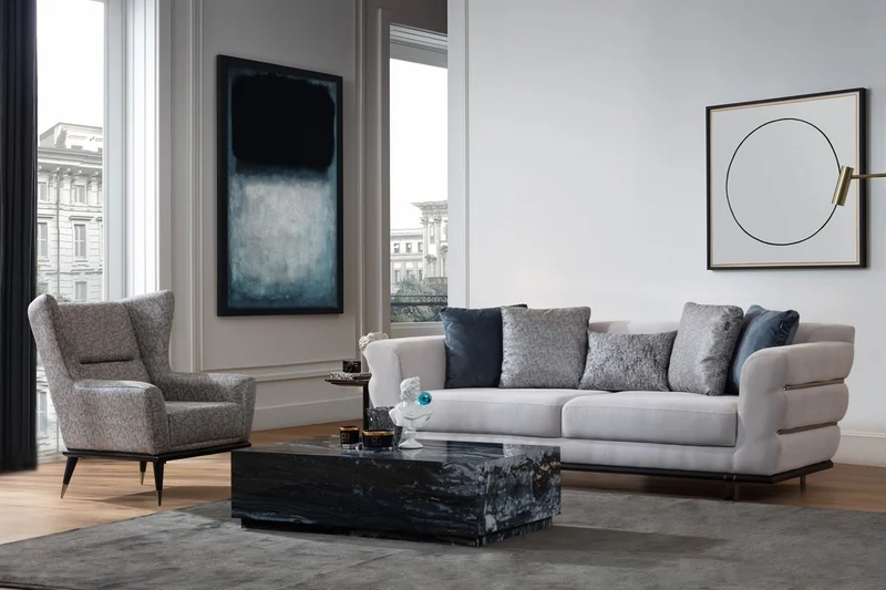 Casa Padrino Luxus Sofa Grau / Schwarz 230 x 102 x H. 88 cm - Wohnzimmer Sofa - Hotel Sofa - Wohnzimmer Möbel - Wohnzimmer Einrichtung - Hotel Möbel - Luxus Möbel - Luxus Einrichtung