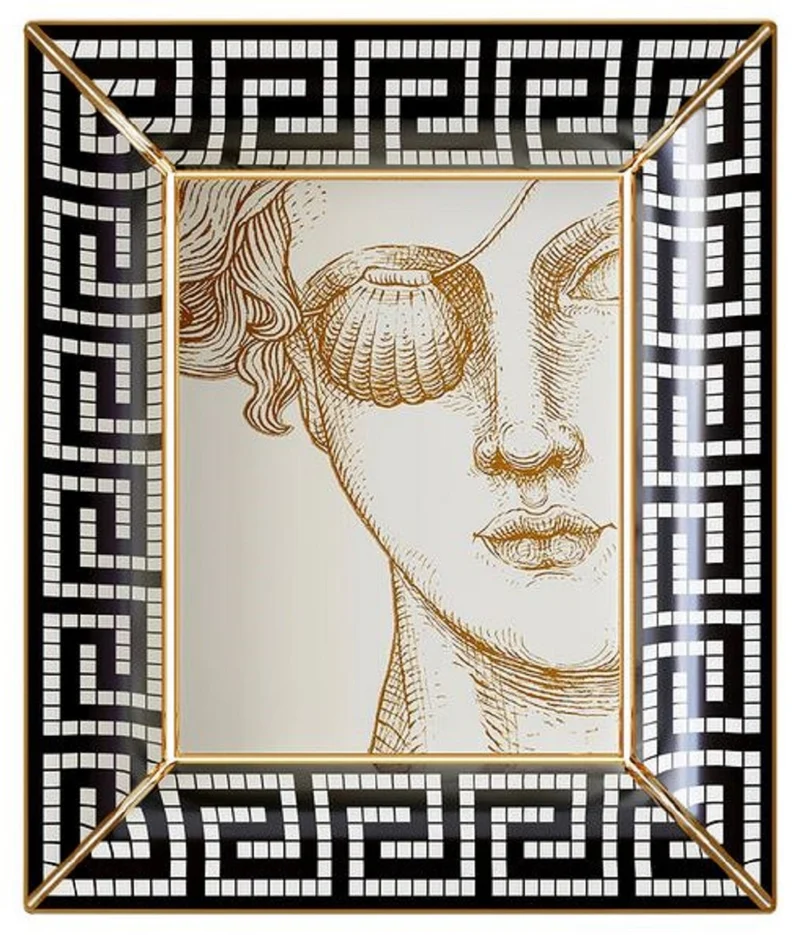 Casa Padrino Luxus Deko Schale Frau mit Augenklappe Weiß / Schwarz / Gold 20,5 x 17,5 x H. 13,5 cm - Handbemalte Porzellan Schale - Luxus Qualität - Made in Italy