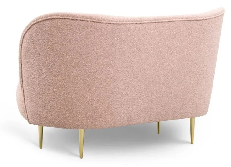 Casa Padrino Luxus Wohnzimmer Set Rosa / Gold - 2 Luxus Sofas mit gebogener Rückenlehne & 2 Luxus Sessel mit gebogener Rückenlehne - Wohnzimmer Möbel - Luxus Möbel - Luxus Einrichtung