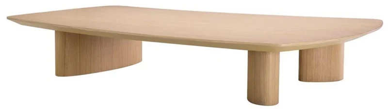 Casa Padrino Luxus Couchtisch Naturfarben 185 x 120 x H. 30 cm - Massivholz Wohnzimmertisch mit leicht gebogener Tischplatte - Wohnzimmer Möbel - Hotel Möbel - Luxus Möbel - Luxus Einrichtung