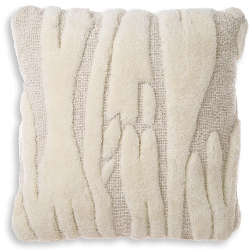 Casa Padrino Luxus Kissen Elfenbein 60 x 60 cm - Handgewebtes Deko Woll Kissen - Quadratisches Zierkissen - Wohnzimmer Dekoration - Luxus Deko Accessoires