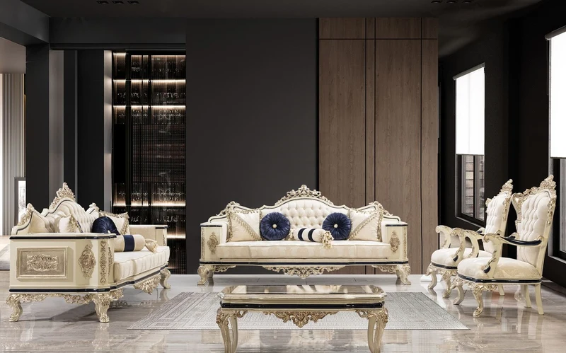 Casa Padrino Luxus Barock Sofa Weiß / Creme / Schwarz / Antik Gold - Barockstil Wohnzimmer Sofa mit elegantem Muster - Luxus Wohnzimmer Möbel im Barockstil - Barock Einrichtung - Barock Möbel