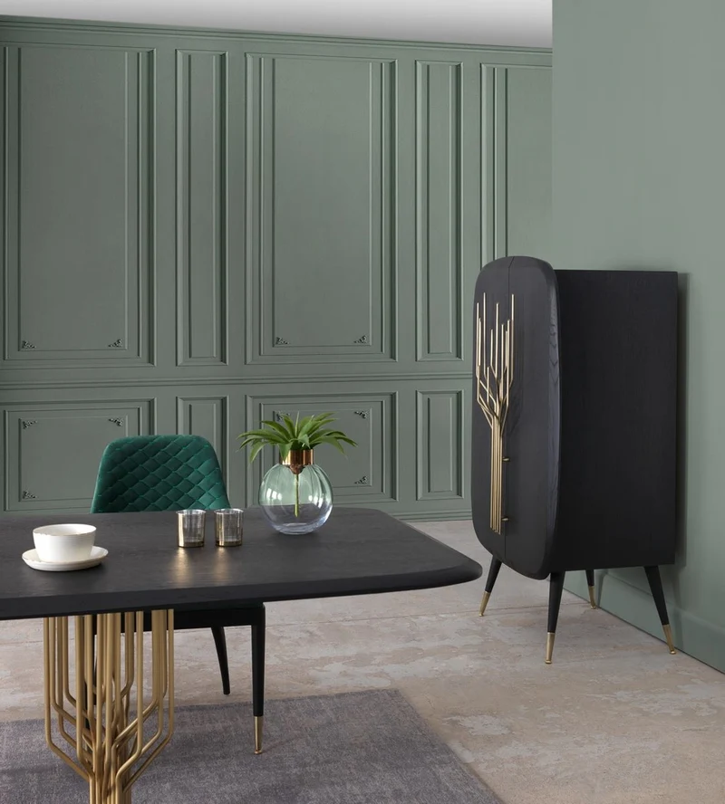 Casa Padrino Luxus Barschrank Schwarz / Antik Messing 88 x 55 x H. 152 cm - Massivholz Weinschrank mit 2 Türen - Wohnzimmer Möbel - Bar Möbel - Hotel Möbel - Luxus Kollektion