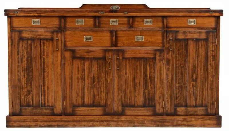 Casa Padrino Luxus Vintage Stil Sideboard mit 4 Türen und 7 Schubladen Braun 184 x 46 x H. 107,5 cm - Massivholz Schrank - Vintage Stil Möbel - Luxus Möbel - Massivholz Möbel