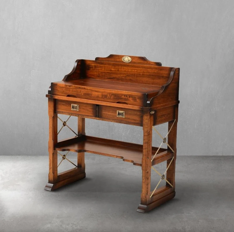 Casa Padrino Luxus Vintage Stil Sekretär Braun 95,5 x 52 x H. 103,5 cm - Massivholz Schreibtisch - Massivholz Bürotisch - Vintage Stil Büro Möbel - Luxus Büro Möbel - Massivholz Büro Möbel