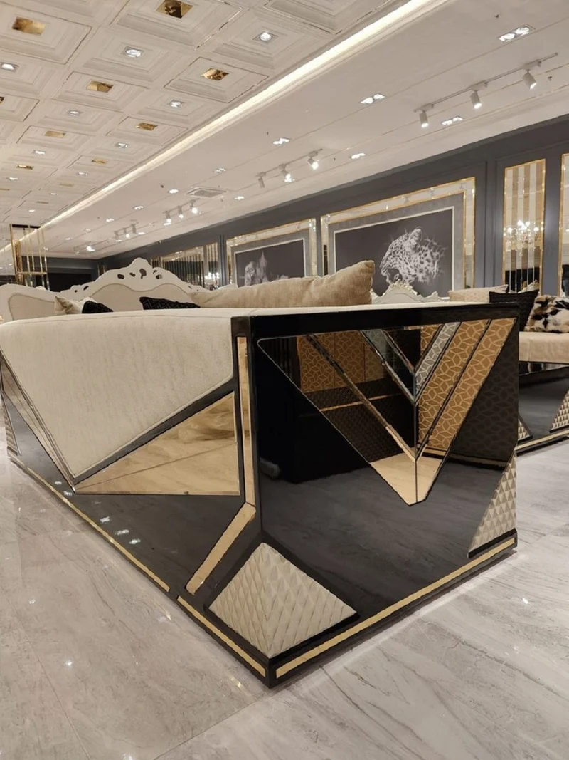 Casa Padrino Luxus 3er Sofa Gold / Schwarz - Wohnzimmer Sofa - Hotel Sofa - Wohnzimmer Möbel - Hotel Möbel - Luxus Möbel - Wohnzimmer Einrichtung - Luxus Einrichtung