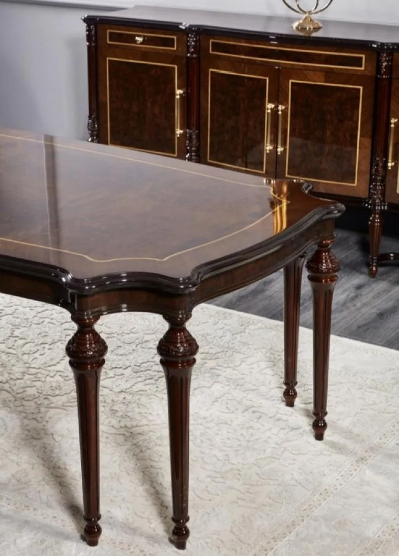 Casa Padrino Luxus Barock Sideboard Dunkelbraun / Braun - Prunkvoller Massivholz Schrank mit 4 Türen und 3 Schubladen - Luxus Möbel im Barockstil - Barock Möbel - Edel & Prunkvoll