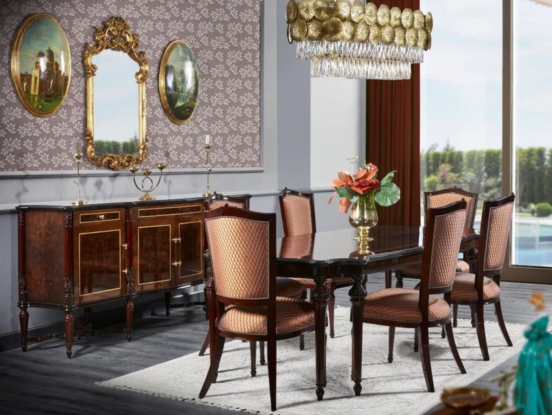 Casa Padrino Luxus Barock Sideboard Dunkelbraun / Braun - Prunkvoller Massivholz Schrank mit 4 Türen und 3 Schubladen - Luxus Möbel im Barockstil - Barock Möbel - Edel & Prunkvoll