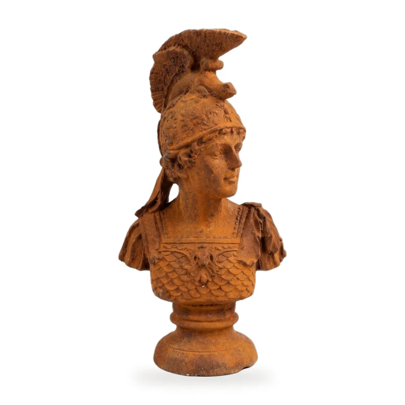 Casa Padrino Jugendstil Deko Büste Ritter Rost 27 x 16 x H. 47 cm - Gusseisen Skulptur - Gusseisen Figur - Deko Skulptur - Deko Figur - Garten Deko Accessoires