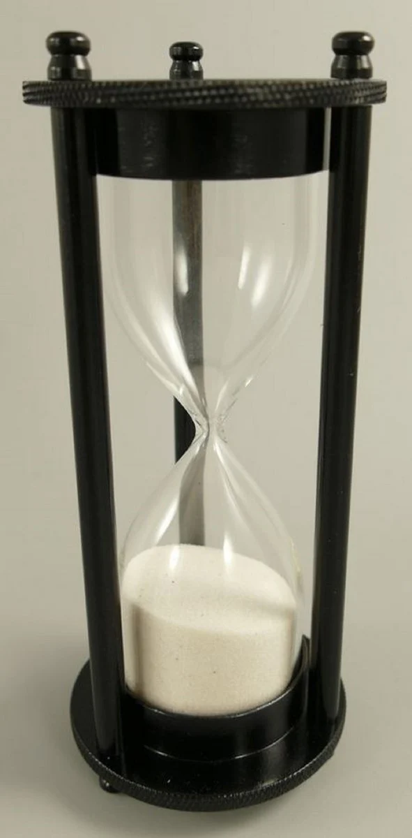 Casa Padrino Deko Sanduhr Schwarz / Weiß Ø 7 x H. 18 cm - Schreibtisch Deko - Wohnzimmer Deko - Designer Deko - Deko Accessoires