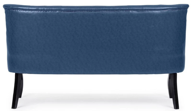 Casa Padrino Luxus Chesterfield Kunstleder Sofa Blau / Weiß / Schwarz 136 x 66 x H. 76 cm - Wohnzimmer Sofa - Wohnzimmer Möbel - Chesterfield Möbel - Luxus Möbel - Luxus Einrichtung