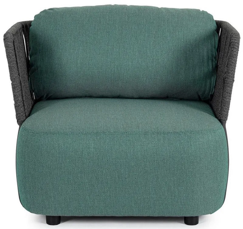 Casa Padrino Luxus Gartensessel Grün / Grau / Schwarz 92 x 86 x H. 79 cm - Wetterbeständiger Garten Sessel - Terrassen Sessel - Garten Möbel - Terrassen Möbel - Outdoor Möbel