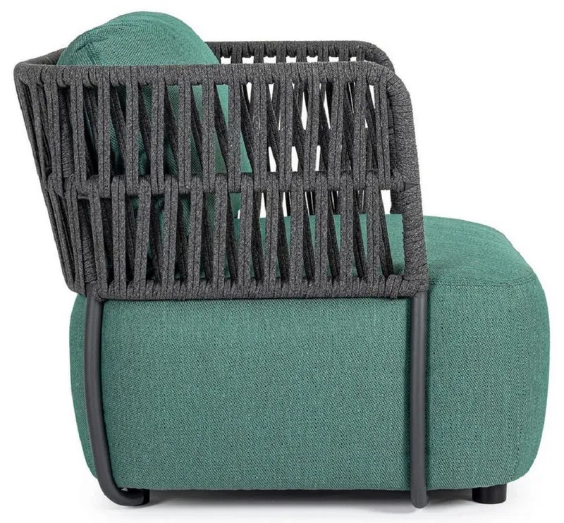 Casa Padrino Luxus Gartensessel Grün / Grau / Schwarz 92 x 86 x H. 79 cm - Wetterbeständiger Garten Sessel - Terrassen Sessel - Garten Möbel - Terrassen Möbel - Outdoor Möbel