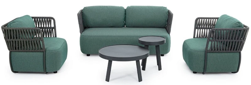 Casa Padrino Luxus Gartensessel Grün / Grau / Schwarz 92 x 86 x H. 79 cm - Wetterbeständiger Garten Sessel - Terrassen Sessel - Garten Möbel - Terrassen Möbel - Outdoor Möbel