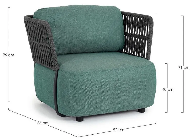 Casa Padrino Luxus Gartensessel Grün / Grau / Schwarz 92 x 86 x H. 79 cm - Wetterbeständiger Garten Sessel - Terrassen Sessel - Garten Möbel - Terrassen Möbel - Outdoor Möbel