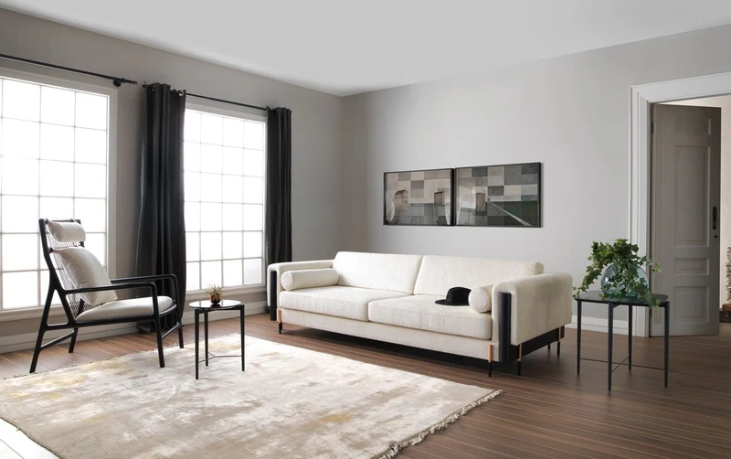 Casa Padrino Luxus Sofa Cremeweiß / Matt Schwarz / Kupfer 220 x 107 x H. 78 cm - Wohnzimmer Sofa - Hotel Sofa - Wohnzimmer Möbel - Hotel Möbel - Luxus Möbel - Luxus Einrichtung