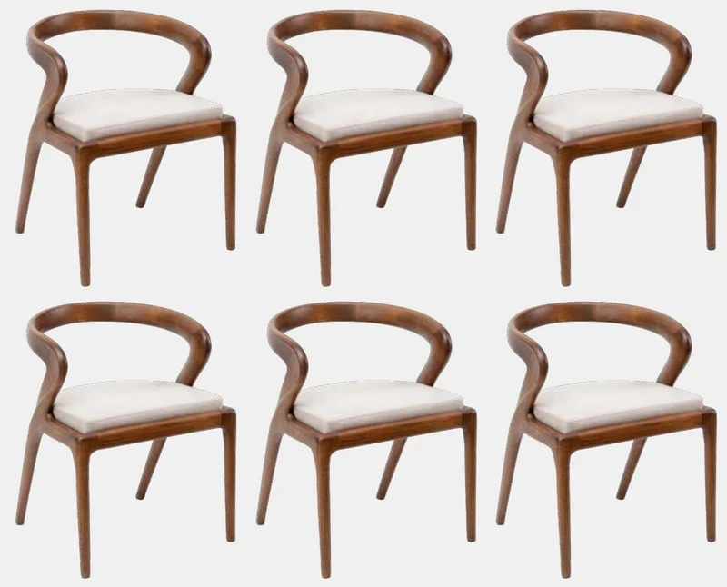 Casa Padrino Luxus Esszimmerstuhl 6er Set Braun / Grau 57 x 67 x H. 77 cm - Luxus Massivholz Küchen Stühle - Esszimmer Möbel - Küchen Möbel - Luxus Möbel - Luxus Esszimmer Einrichtung