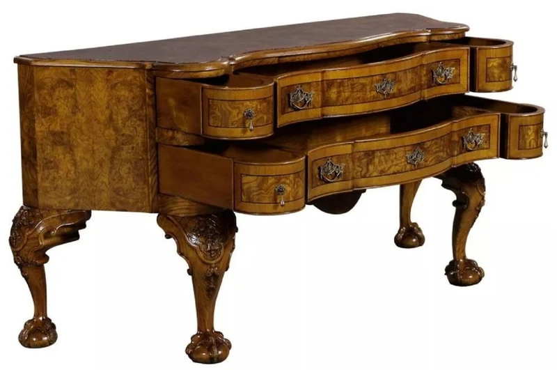 Casa Padrino Luxus Barock Sideboard Braun / Hellbraun - Prunkvoller Massivholz Schrank mit 6 Schubladen - Luxus Möbel im Barockstil - Barock Möbel - Edel & Prunkvoll