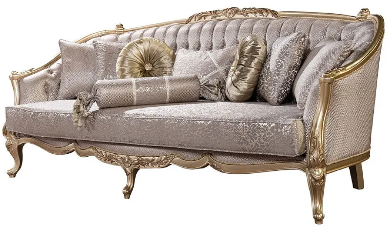 Casa Padrino Luxus Barock Wohnzimmer Set Silber / Gold - 2 Barock Sofas & 2 Barock Sessel & 1 Barock Couchtisch - Luxus Wohnzimmer Möbel im Barockstil - Barock Möbel - Edel & Prunkvoll