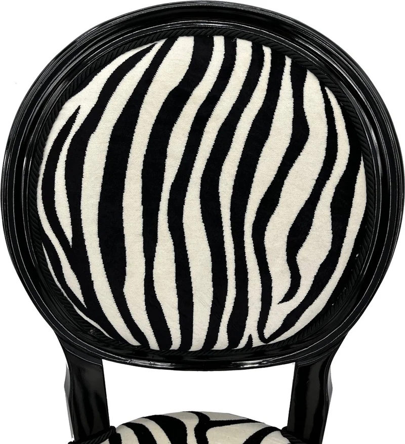 Casa Padrino Luxus Barock Esszimmer Stuhl Zebra / Schwarz - Handgefertigter Antik Stil Stuhl mit edlem Samtstoff - Esszimmer Möbel im Barockstil - Barock Möbel - Barock Einrichtung