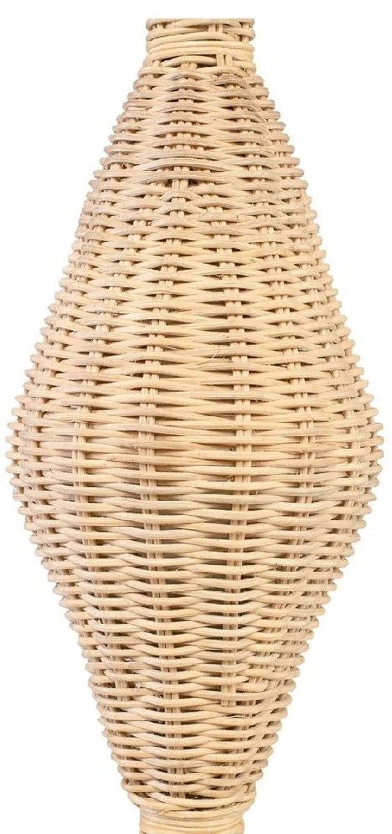Casa Padrino Luxus Designer Stehleuchte Naturfarben Ø 70 x H. 177 cm - Runde Rattan Stehlampe - Wohnzimmer Stehleuchte - Luxus Leuchten - Luxus Stehleuchten