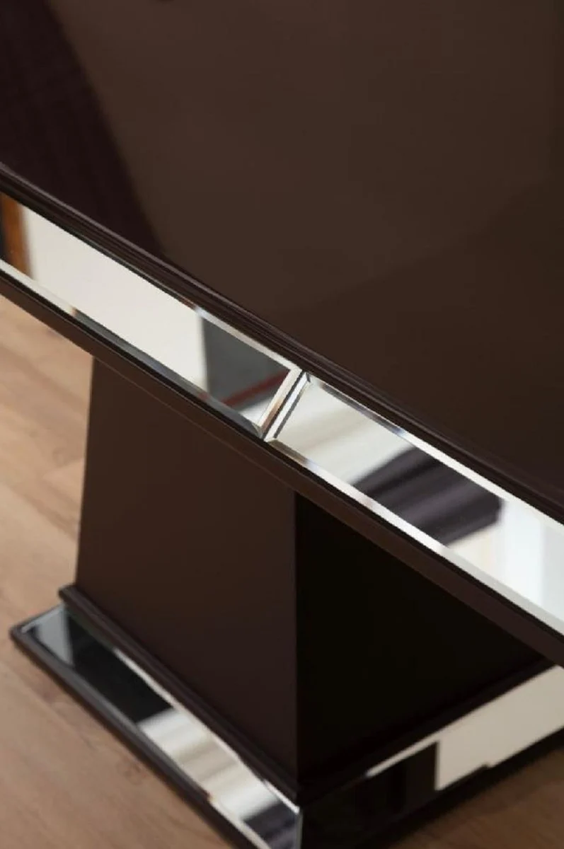Casa Padrino Luxus Esstisch Dunkelbraun 200 x 100 x H. 79 cm - Verspiegelter Massivholz Küchentisch - Esszimmer Möbel - Luxus Möbel - Luxus Einrichtung