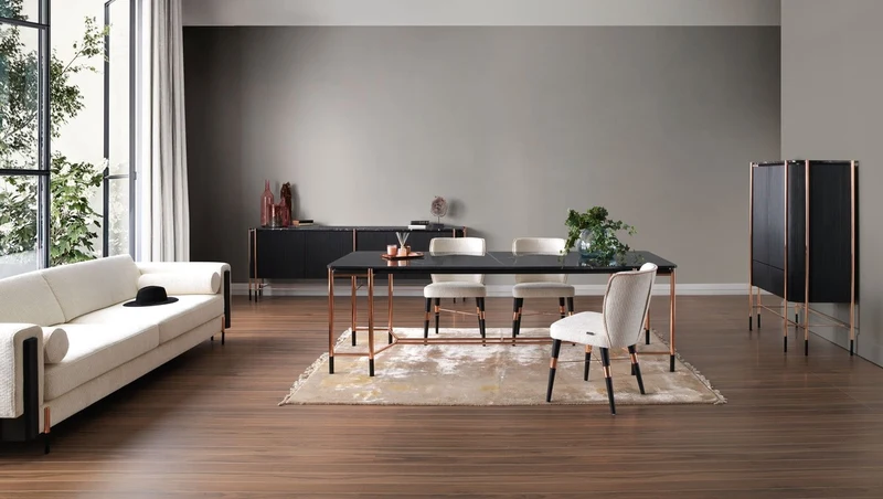 Casa Padrino Luxus Barschrank Schwarz / Matt Schwarz / Kupfer 104 x 52 x H. 150 cm - Beleuchteter Weinschrank mit 2 Türen - Wohnzimmer Möbel - Bar Möbel - Hotel Möbel - Luxus Kollektion