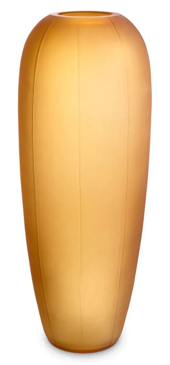 Casa Padrino Luxus Glas Vase Bernstein Ø 22 x H. 65 cm - Mundgeblasene Blumenvase - Runde Deko Blumenvase - Deko Accessoires - Deko Glas Vasen - Luxus Accessoires