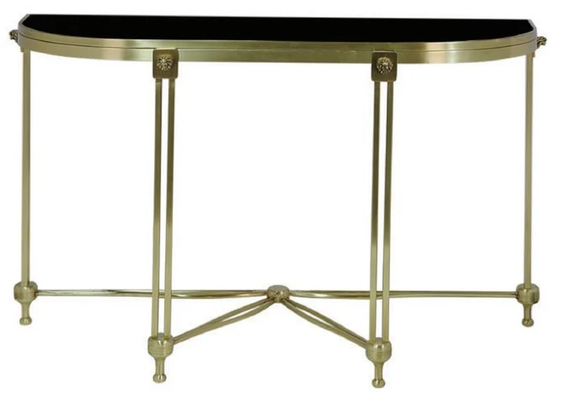 Casa Padrino Luxus Konsole Gold / Schwarz 130 x 45 x H. 79 cm - Konsolentisch mit Glasplatte - Luxus Möbel - Wohnzimmer Möbel - Luxus Einrichtung - Wohnzimmer Einrichtung