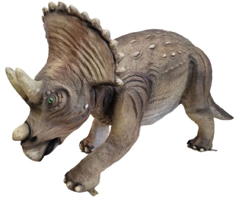 Casa Padrino Luxus Deko Skulptur Dinosaurier Triceratops Braun 213 x 73 x H. 93 cm - Riesige Gartenskulptur - Lebensgroße Skulptur - XXL Deko Skulptur - XXL Deko Figur - XXL Dinosaurier