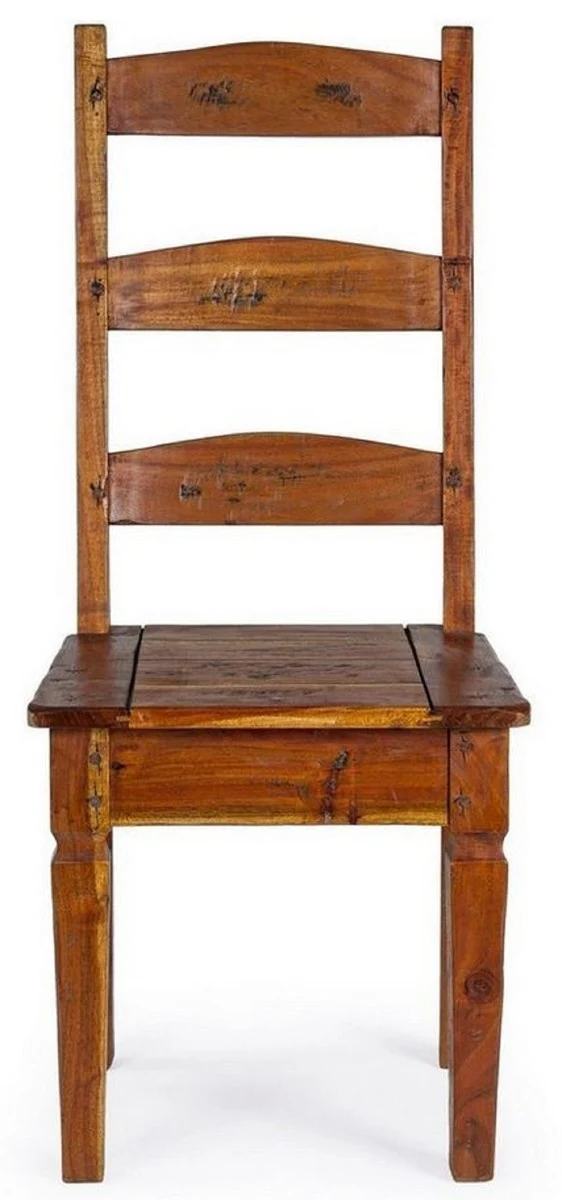 Casa Padrino Landhausstil Esszimmerstuhl 8er Set Braun / Naturfarben 45 x 45 x H. 105 cm - Rustikale Esszimmerstühle im Landhausstil - Rustikale Esszimmer Möbel - Landhausstil Esszimmer Möbel