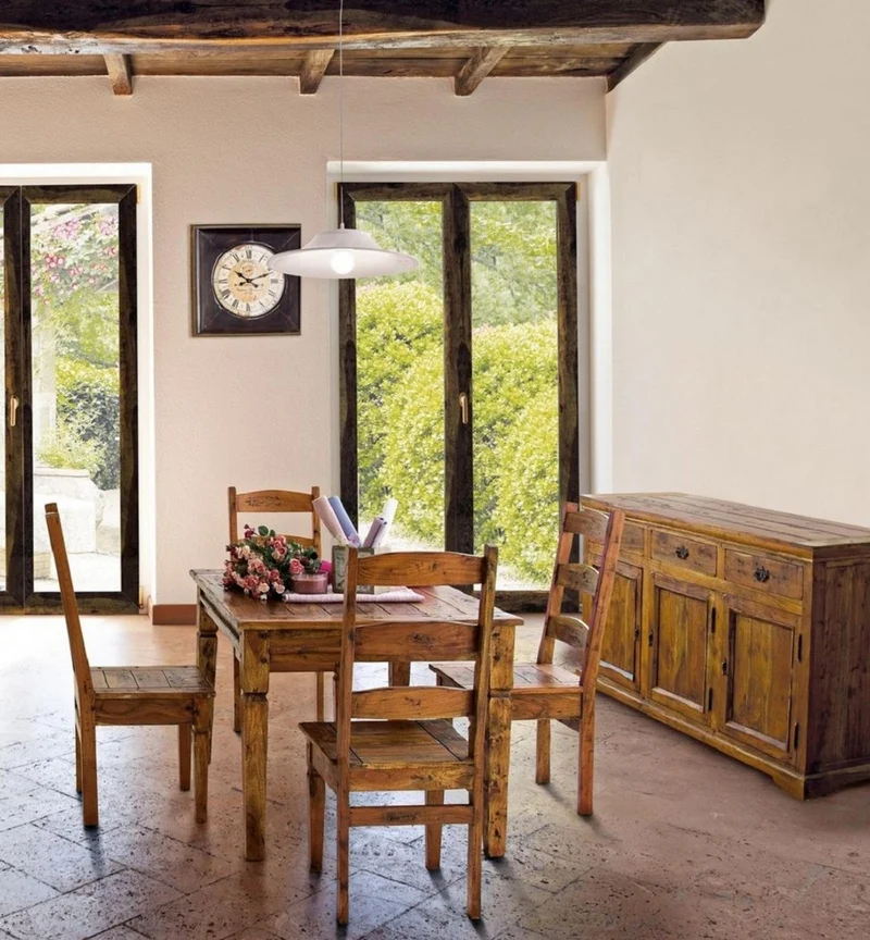 Casa Padrino Landhausstil Esszimmerstuhl 8er Set Braun / Naturfarben 45 x 45 x H. 105 cm - Rustikale Esszimmerstühle im Landhausstil - Rustikale Esszimmer Möbel - Landhausstil Esszimmer Möbel