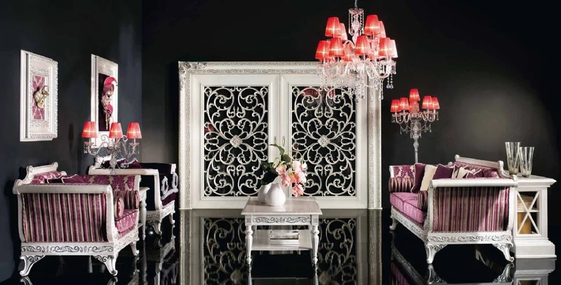 Casa Padrino Luxus Barock Kristall Kronleuchter Silber / Rot Ø 80 x H. 90 cm - Prunkvoller Barockstil Kronleuchter mit venzezianischem Glas und Swarovski Kristallglas - Made in Italy