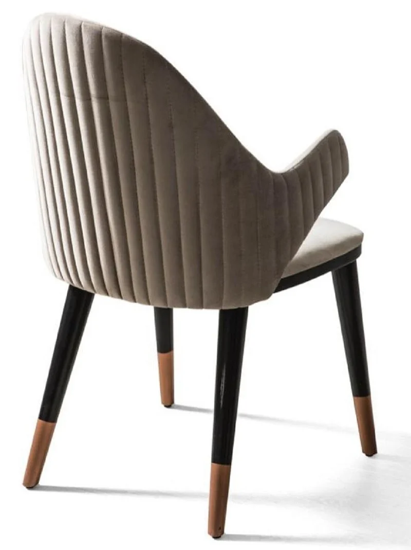 Casa Padrino Luxus Esszimmerstuhl 6er Set mit Armlehnen Grau / Schwarz / Kupfer 52 x 52 x H. 88 cm - Esszimmer Möbel - Restaurant Möbel - Esszimmer Einrichtung - Luxus Möbel - Luxus Einrichtung