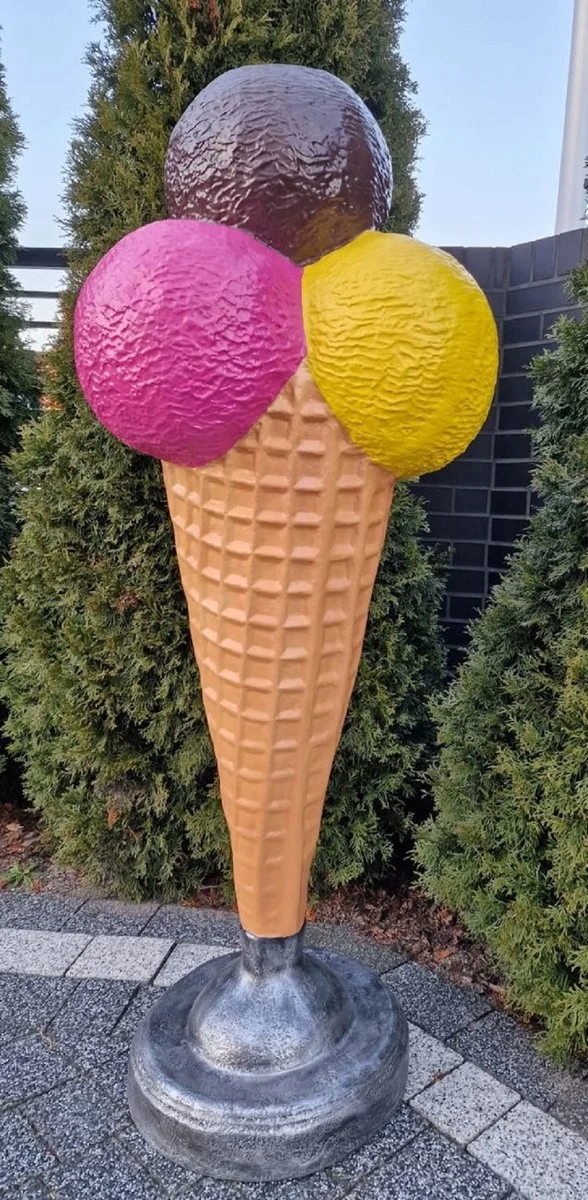 Casa Padrino Luxus Deko Eis im Hörnchen Mehrfarbig H. 175 cm - Großes Deko Eis - Wetterbeständiges XXL Deko Eis - Gastronomie Dekoration - Eisdielen Dekoration - Restaurant Dekoration