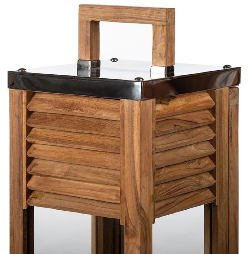 Casa Padrino Deko Kerzenleuchter Braun / Silber 23 x 23 x H. 53 cm - Handgefertigte Laterne mit Tragegriff - Gastronomie Accessoires - Restaurant Accessoires - Hotel Accessoires - Deko Accessoires