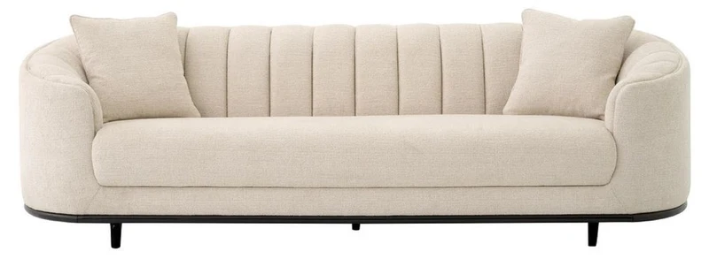 Casa Padrino Luxus Sofa Beige / Schwarz 240 x 96 x H. 74,5 cm - Wohnzimmer Sofa mit 2 Kissen - Wohnzimmer Möbel - Luxus Möbel - Wohnzimmer Einrichtung - Luxus Einrichtung - Luxus Qualität
