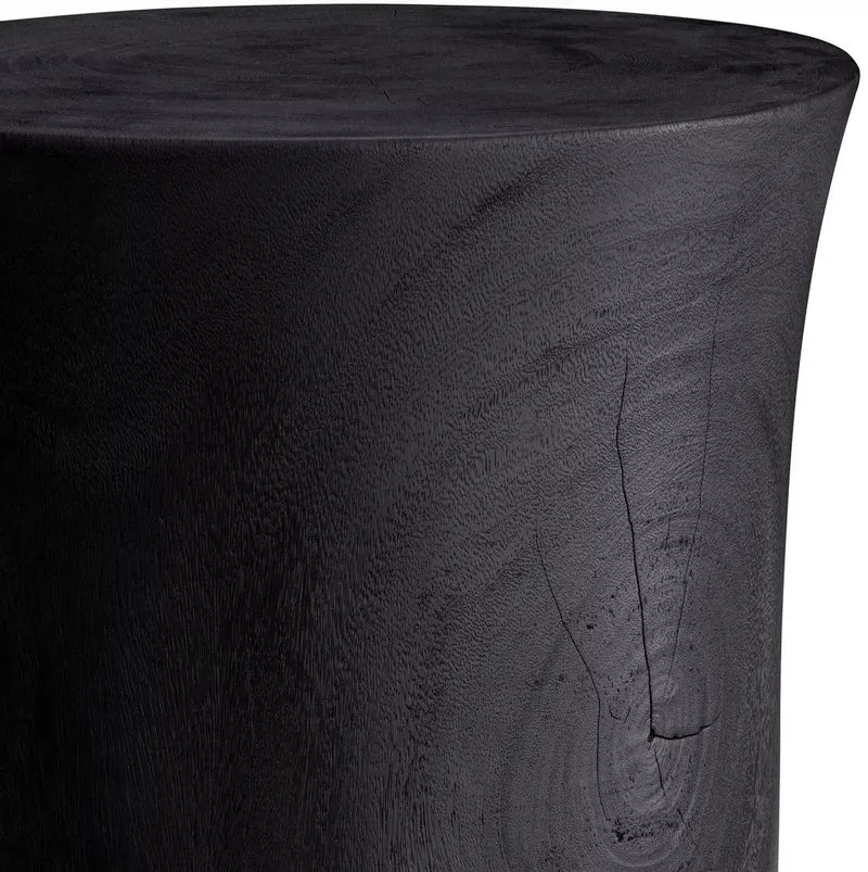 Casa Padrino Luxus Beistelltisch Schwarz Ø 39 x H. 41,5 cm - Runder Massivholz Tisch - Luxus Möbel - Wohnzimmer Möbel - Luxus Einrichtung - Wohnzimmer Einrichtung