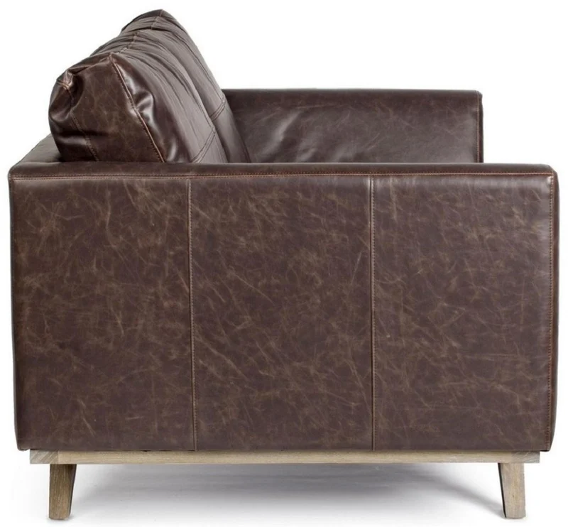 Casa Padrino Luxus Kunstleder 2er Sofa Dunkelbraun / Naturfarben 155 x 90 x H. 82 cm - Wohnzimmer Sofa - Wohnzimmer Möbel - Kunstleder Möbel - Luxus Möbel - Luxus Einrichtung