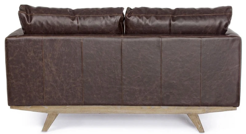 Casa Padrino Luxus Kunstleder 2er Sofa Dunkelbraun / Naturfarben 155 x 90 x H. 82 cm - Wohnzimmer Sofa - Wohnzimmer Möbel - Kunstleder Möbel - Luxus Möbel - Luxus Einrichtung