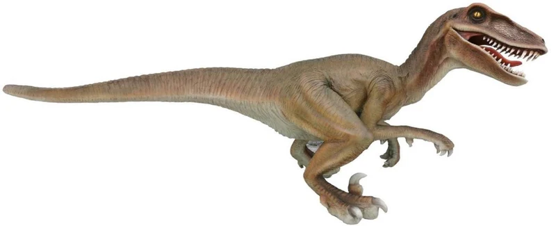 Casa Padrino Luxus Deko Skulptur Dinosaurier Velociraptor Braun 355 x 127 x H. 150 cm - Riesige Gartenskulptur - Lebensgroße Skulptur - XXL Deko Skulptur - XXL Deko Figur - XXL Dinosaurier