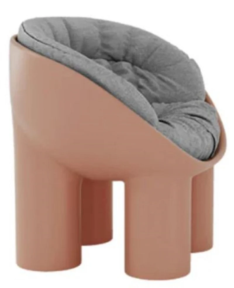 Casa Padrino Luxus Designer Sessel mit Elefantenbeinen Rosa / Grau 84 x 57 x H. 63 cm - Wohnzimmer Sessel - Hotel Sessel - Wohnzimmer Möbel - Hotel Möbel - Luxus Qualität - Made in Italy