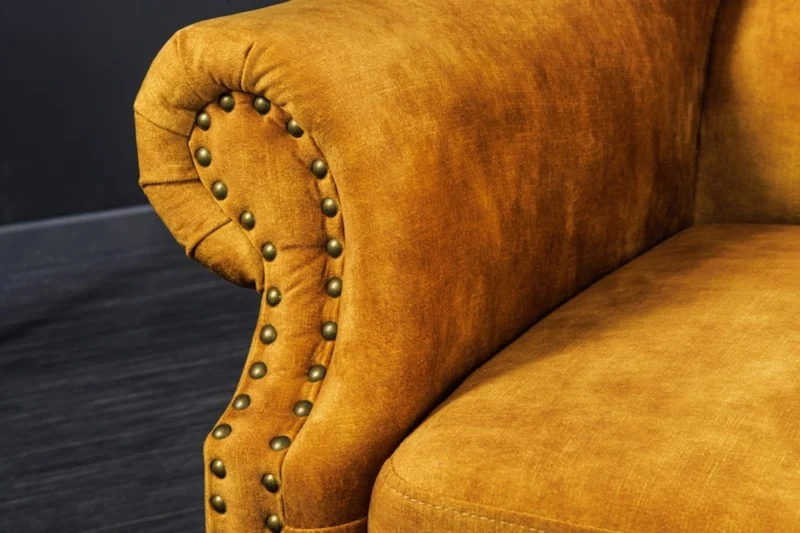 Chesterfield Sessel Antik Gelb / Braun Ohrensessel aus dem Hause Casa Padrino